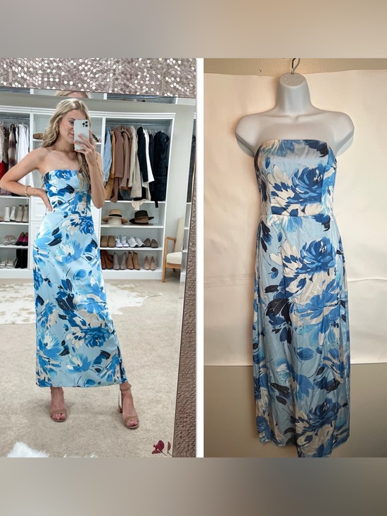 Abercrombie & Fitch Dresses & Skirts - Abercrombie & Fitch Blue Floral Strapless Maxi Dress vacation wedding summer XS